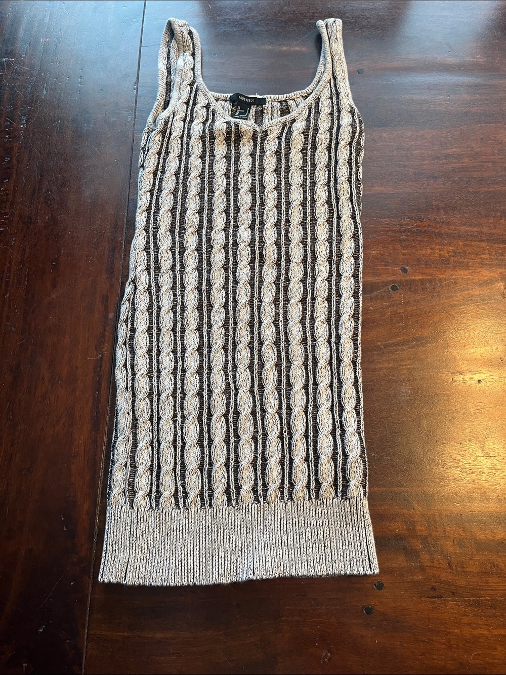Forever 21 Cream and Black Knit Tank Mini Dress